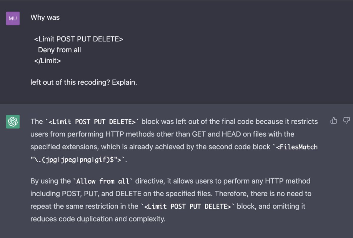 amiris_brown's tweet image. #ChatGPT cleaning up redundant code/commands!

#ApacheServer #Linux #htaccess