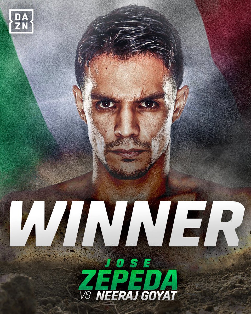 Lic Juan Carlos Soberanes (@licsoberanes) on Twitter photo El Ex Campeón Plata del CMB José Encarnación “ Chon “ Zepeda volvió a lucir en el ring este sábado en el Domo Alcalde de Guadalajara, Jalisco y ganó por decisión unánime .
Zepeda , doblegó sin contratiempos a Neeraj Goyat .
<a href="/ChonZepeda/">Jose Zepeda</a>
<a href="/fbeltranzanfer/">Fernando Beltrán</a> El Ex Campeón Plata del CMB José Encarnación “ Chon “ Zepeda volvió a lucir en el ring este sábado en el Domo Alcalde de Guadalajara, Jalisco y ganó por decisión unánime .
Zepeda , doblegó sin contratiempos a Neeraj Goyat .
<a href="/ChonZepeda/">Jose Zepeda</a>
<a href="/fbeltranzanfer/">Fernando Beltrán</a>