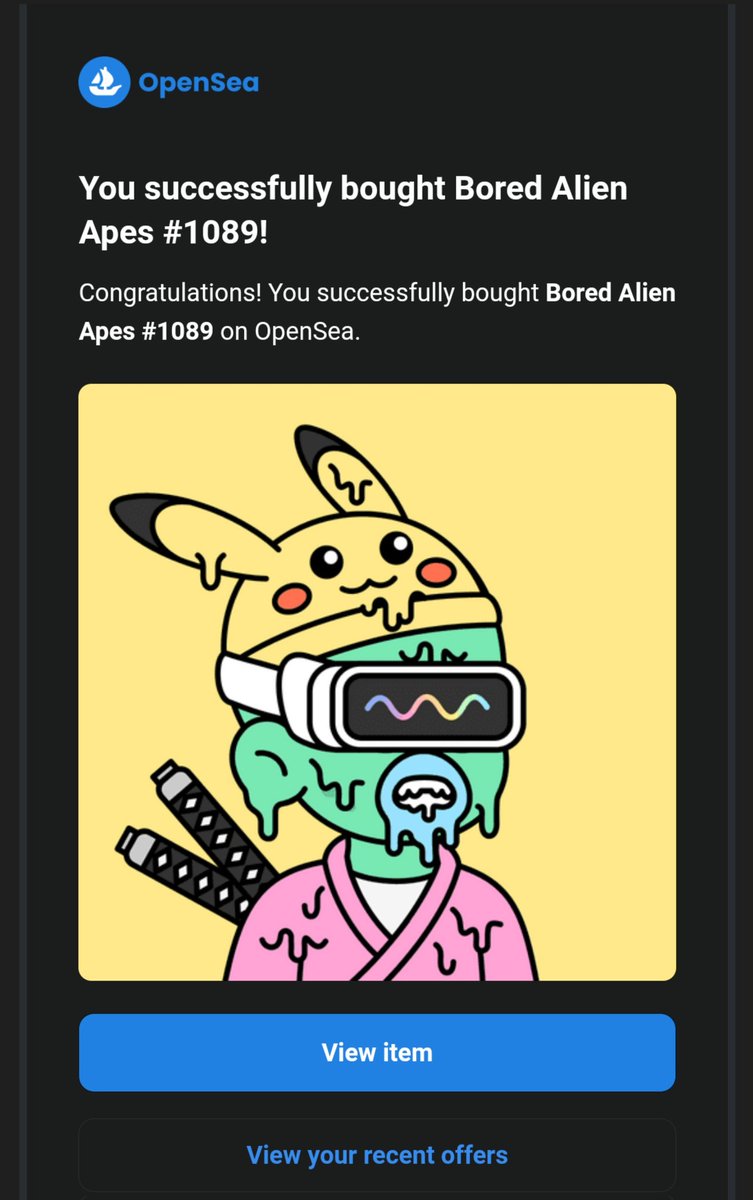 Just Bought this @BoredAlienApess 

Thank you <a href="/StielHugh/">HughStiel/RoyalFrenchmenHotel Bar Gallery & Events</a> for Accept offer 🙏

#NFTs #NFTCommunity #VerticalNFT