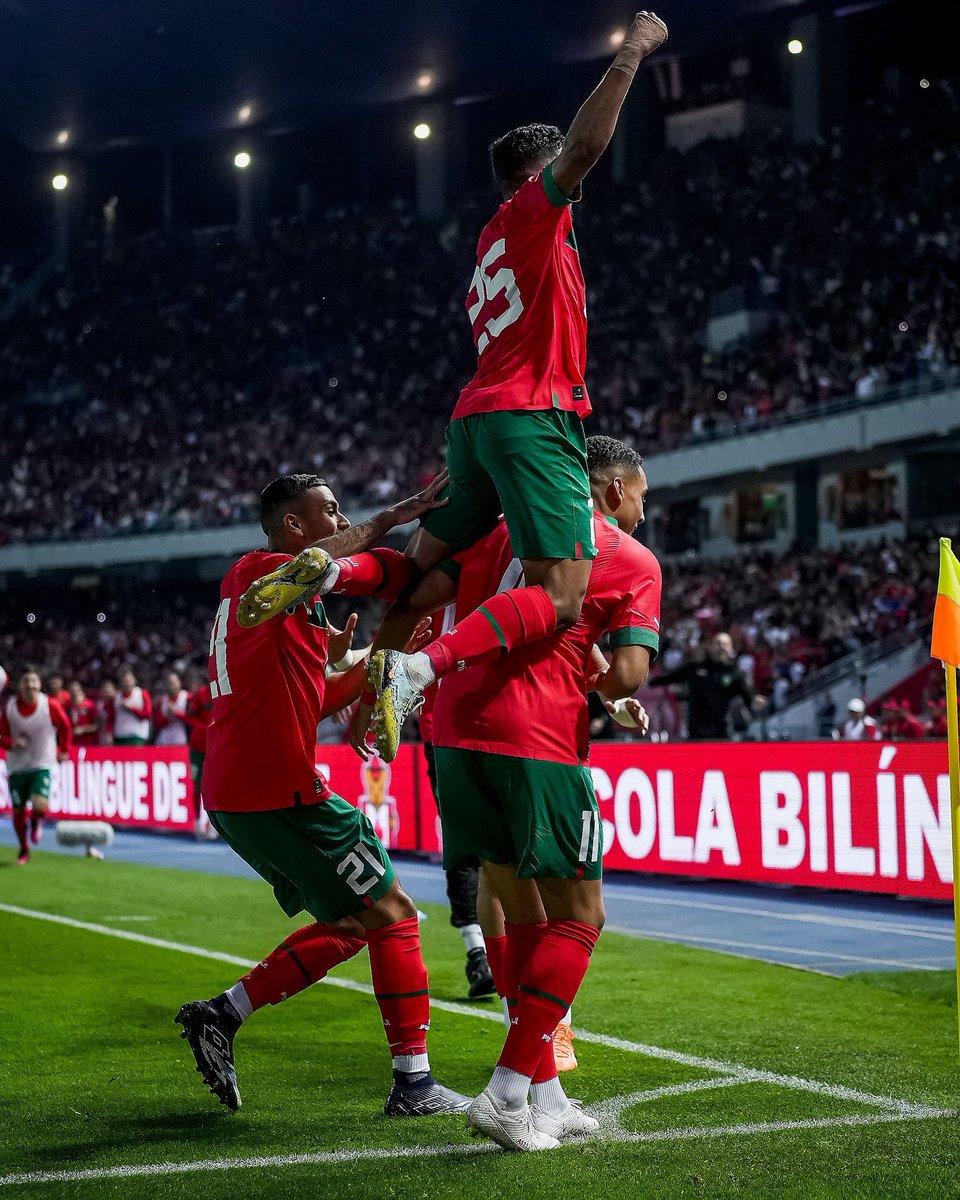 cprocuna's tweet photo. Las imágenes de la histórica victoria de Marruecos sobre Brasil. Los vencieron 2-1 en amistoso. 
Esta selección confirma lo que vimos en #Qatar2022. https://t.co/Qmi4TD3gTu