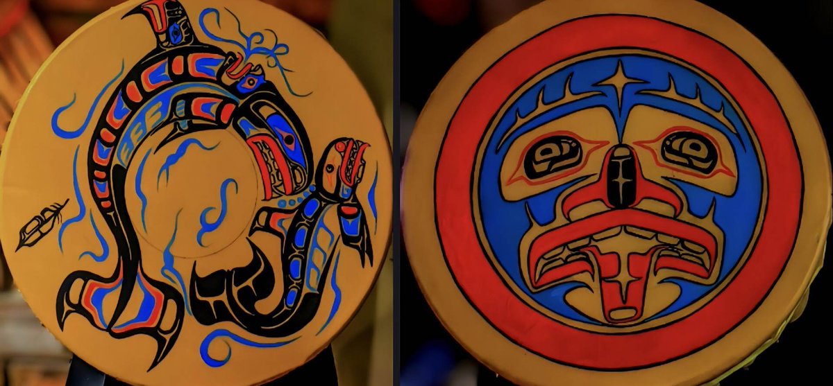 Just finished two drums for a Dear friend.  #recovery #Clean #culture Heiltsuk Art by <a href="/firstpeoples66/">Fred Anderson</a>