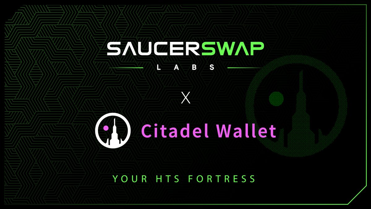 SaucerSwapLabs's tweet image. We're thrilled to partner with @citadelwallet for securing HTS tokens &amp;amp; @Hedera DeFi🔒

Our core maintainers spoke with @hbar_to_moon about Citadel hardware wallets, SaucerSwap integration, and a whitelist spot for PEC Electromagnetic NFT holders.

Twitter Space linked below🎧