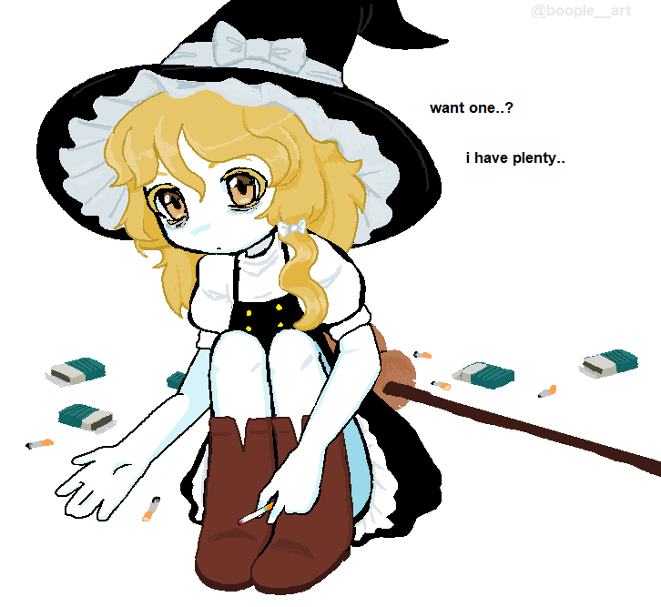 kirisame marisa 1girl blonde hair hat witch hat solo broom boots  illustration images