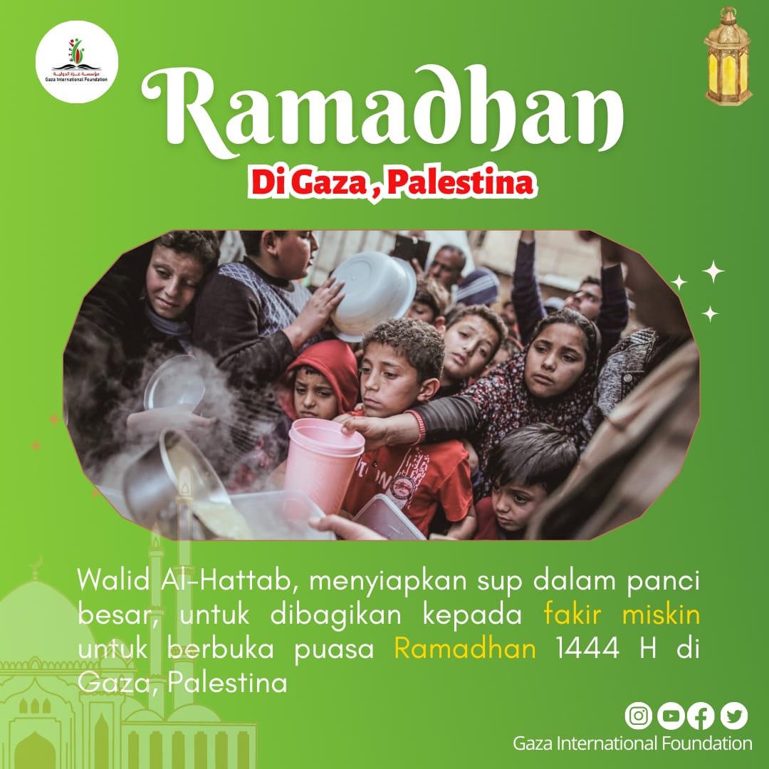 gazainternatio1's tweet photo. Walid al-Hattab Palestine prepares soup in a large pot to be distributed to the poor for breaking the fast of Ramadan 1444H / 2023M in Gaza, Palestine https://t.co/OyRXZPg7pU