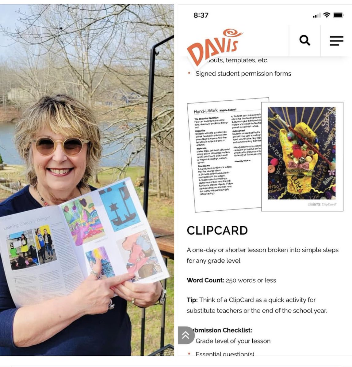 It’s always a sunny day when I see one of my former middle school students’ art pop up in @SchoolArts Check it out! They even used one of my ClipCards in their Writers Guidelines. Wow! @NAEA