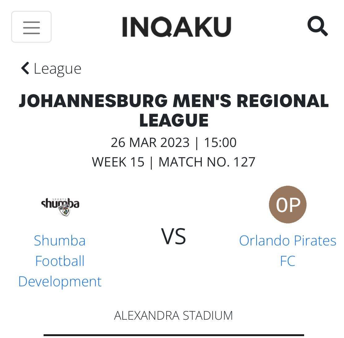 ShumbaFootballD's tweet photo. Our home match venue against Orlando Pirates FC has been changed to Alex Stadium

26 March 2023
Kickoff 15:00 https://t.co/zob0JGf2Wv