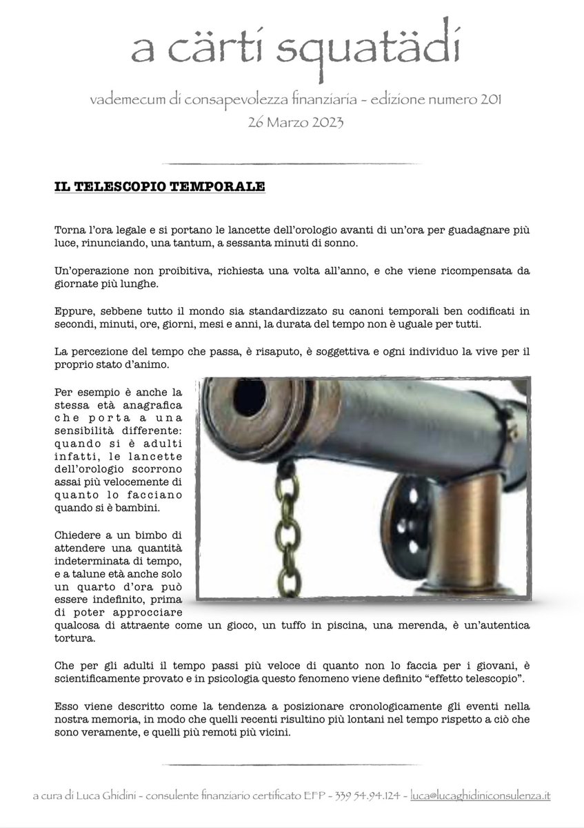 Ghidoluca's tweet photo. IL TELESCOPIO TEMPORALE - Newsletter n.201 del 26 Marzo 2023

La gestione del tempo:

non sempre le cose che sembrano semplici lo sono veramente.

Buona lettura,  

Luca

Per riceverla in formato pdf:  luca@lucaghidiniconsulenza.it https://t.co/OVdG2mNHRw