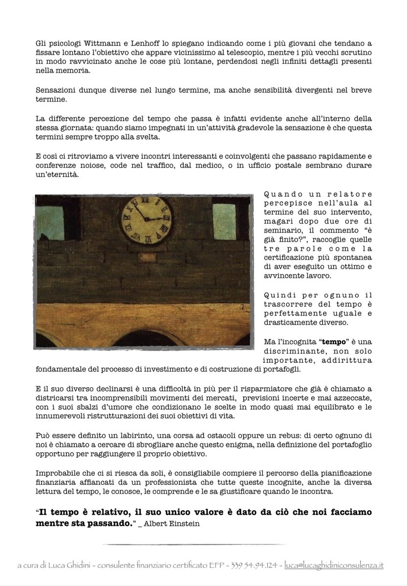 IL TELESCOPIO TEMPORALE - Newsletter n.201 del 26 Marzo 2023

La gestione del tempo:

non sempre le cose che sembrano semplici lo sono veramente.

Buona lettura,  

Luca

Per riceverla in formato pdf:  luca@lucaghidiniconsulenza.it