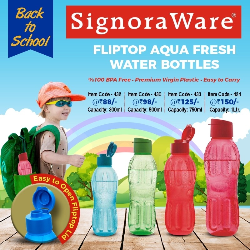 SignoraWare's tweet photo. Back To School🎒👩🏫🏫🚌
Choose the Best for your Kids🧍♂️
Fliptop Aqua Fresh Water Bottles
#signoraware #fliptopaquafresh #PlasticWaterBottle #plasticbottles #waterbottle #multiplecolours #safeplastic #plasticlid #easytocarry #bpafree #school #college #office https://t.co/bHZ004sehi