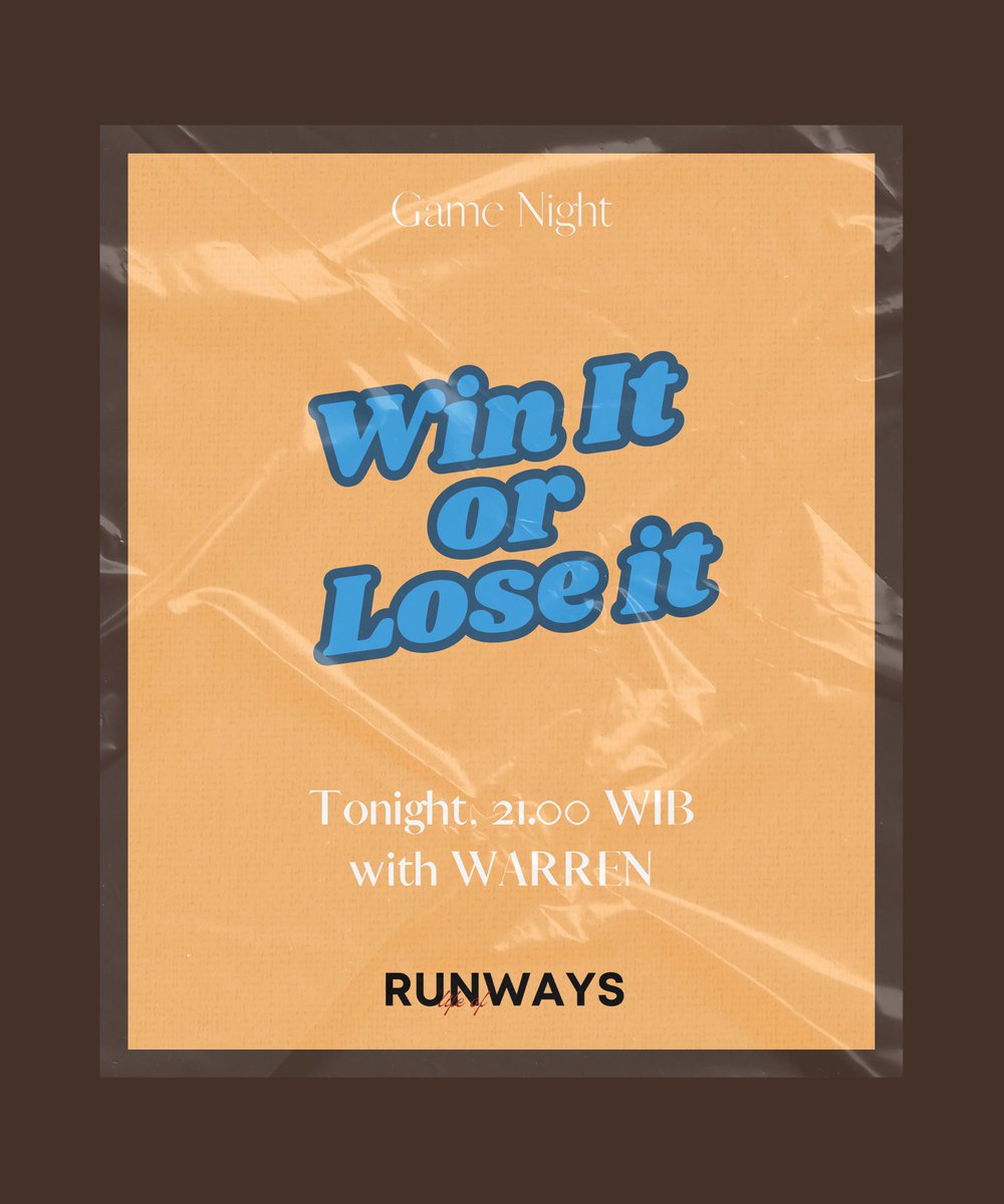 LifeOfRunways's tweet photo. RETWEET to play "Win It or Lose It" with @RWwithWARREN tonight at 21.00 WIB. Please inform him if you can't join the fun. https://t.co/A4jk9k4Uye