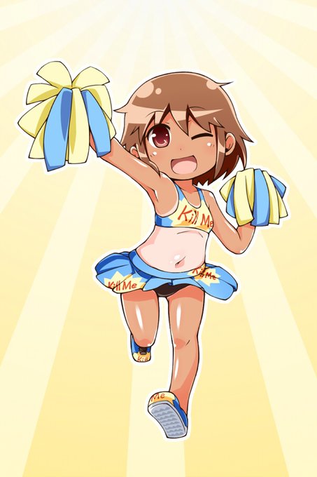 此方は過去絵のやすなちゃん
褐色肌も好きだが、日焼け肌も好き 