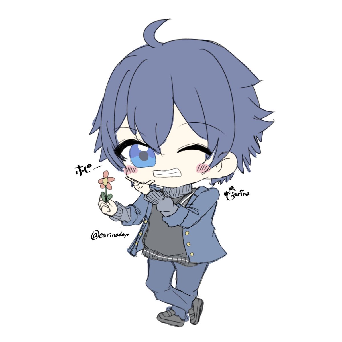 新ビジュのミニキャラ！！！(まだ下書きだけど🥲)じゃぱさん、なおきり