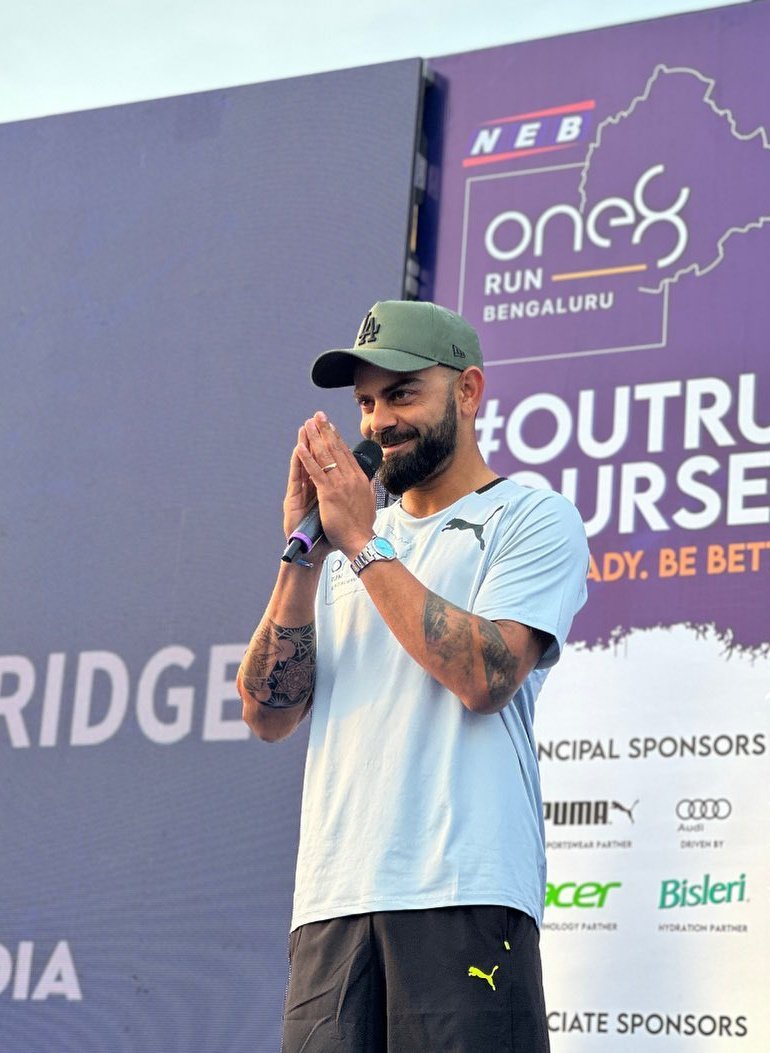 KohliSensation's tweet photo. More Pictures Of @imVkohli From #One8 Run's Inaugural Event In Bengaluru.🥰🤍

(1/2)

#ViratKohli #one8Run https://t.co/VBcT1Yx128