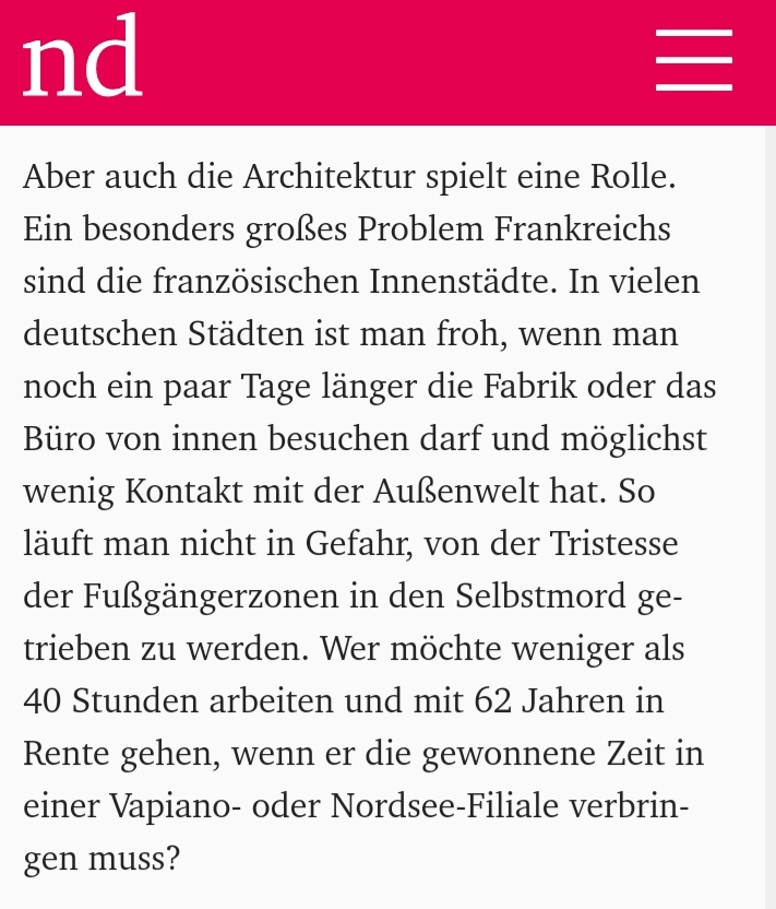 K Backhaus (@back_haus) on Twitter photo Mal ein ganz neuer Blick auf die Debatte um attraktivere #Innenstädte hierzulande... <a href="/ndaktuell/">nd.Aktuell</a> #generalstreik #frankreich #rentenreform Mal ein ganz neuer Blick auf die Debatte um attraktivere #Innenstädte hierzulande... <a href="/ndaktuell/">nd.Aktuell</a> #generalstreik #frankreich #rentenreform