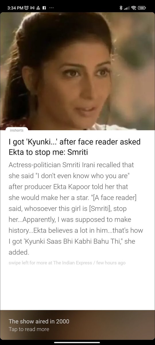 SinghAlkendra's tweet photo. #MannKiBaat

News on @inshorts is a complete waste of time. 

@smritiirani is a cabinet member now and botta bomma of @Asli_Jacqueline is in jail. https://t.co/gsrDI4dN6P