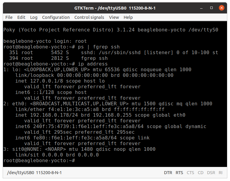 kanpapa's tweet image. とりあえず、sshdを入れました。簡単にイメージに追加できるんですね。#秋月SoC基板 #Yocto