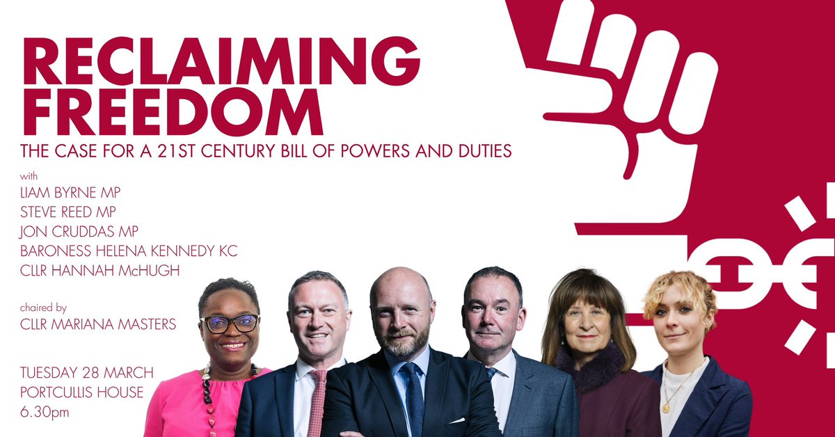 1/. There’s few ideas in politics as important as Freedom: so how does the Left put it front & centre in our politics? Join us for my @thefabians pamphlet launch w/ @SteveReedMP @JonCruddas_1 @hannahmchugh__ @MariannaMasters & Helena Kennedy ➡️Signup! bit.ly/42DXlAx