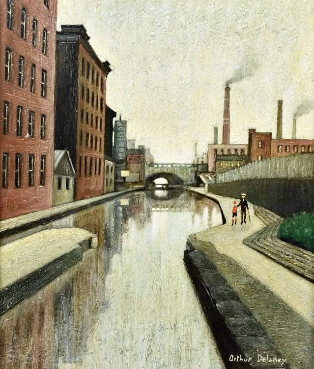 GrimArtGroup's tweet photo. Canal at Ancoats by Arthur Delaney (1927 - 1987) https://t.co/EH8bDDeOFT
