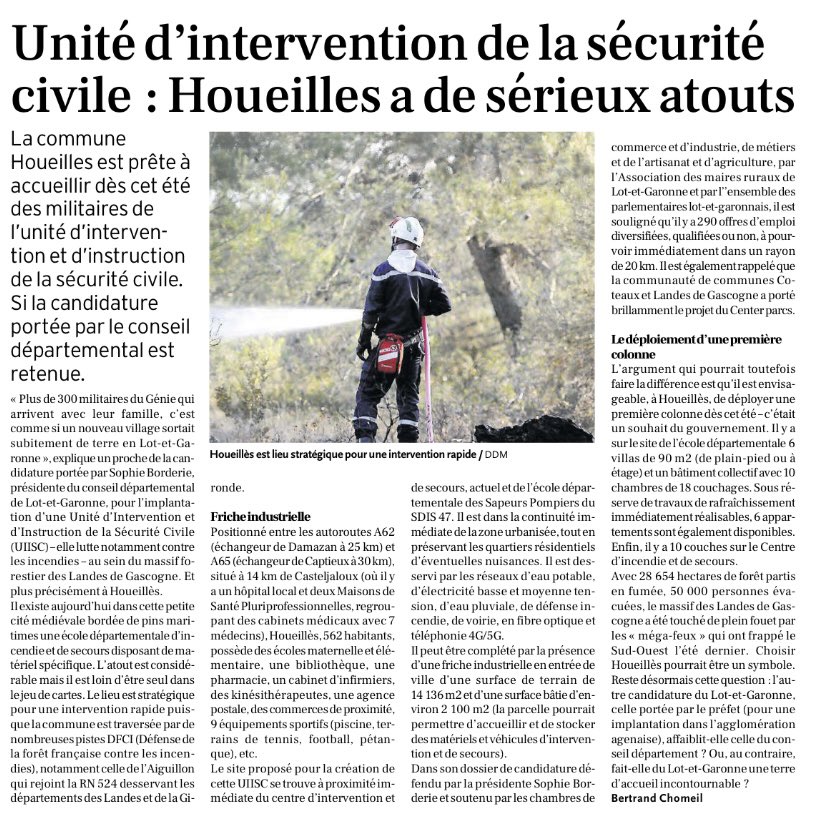 HeleneLaporteRN's tweet image. 🚒 L’implantation d’une #UIISC à #Houeillès est une formidable opportunité pour lutter contre les incendies, cette commune étant idéalement située entre 2 axes majeurs autoroutiers permettant d’intervenir rapidement dans l’ensemble du #SudOuest. Je réitère mon soutien à cette…