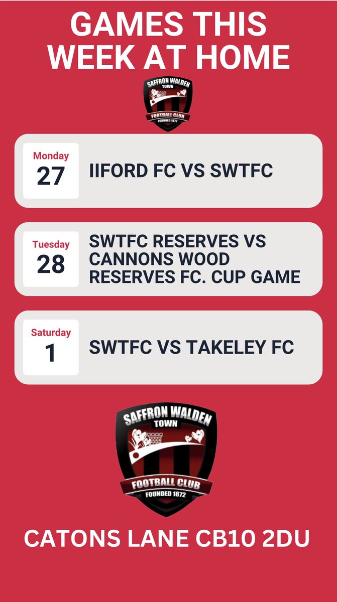 Saffron Walden Town FC (@swtfootballclub) on Twitter photo 3 GAMES DOWN THE CLUB THIS WEEK! 
🍻🍔 🍟 ⚽️ 3 GAMES DOWN THE CLUB THIS WEEK! 
🍻🍔 🍟 ⚽️