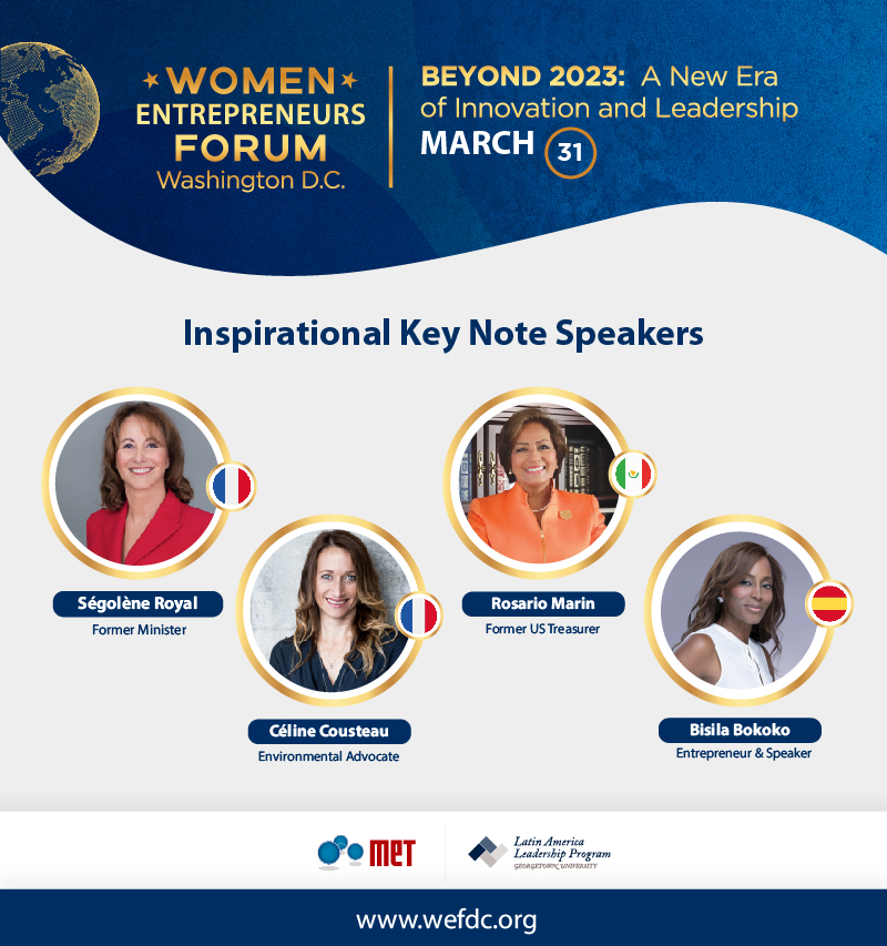 METcommunity_US's tweet photo. Join us at #WEFDC and meet the "Inspirational Key Note Speakers" @RoyalSegolene @celinecousteau @RosarioMarin1 and @BisilaBokoko  on March 31st at @Georgetown. 

➡️Book your seat at https://t.co/rKg2mJX6Wt. 🌍For more info https://t.co/wBrZaXX7fR https://t.co/gJCtYQaqlE
