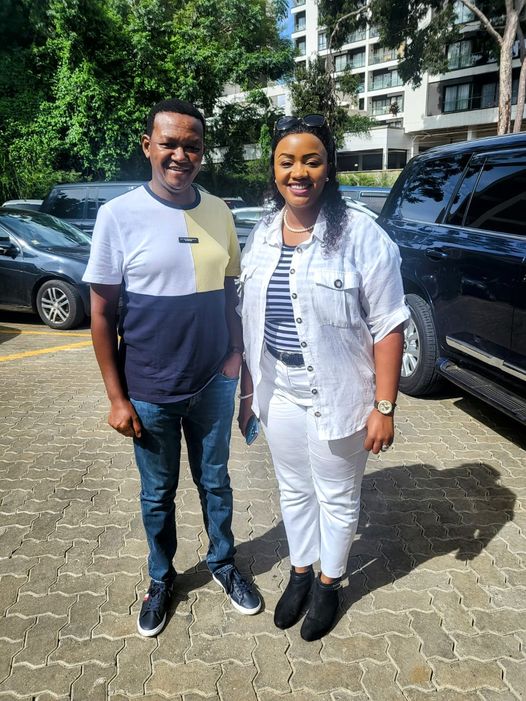 Kenyans's tweet photo. CS Alfred Mutua poses with Foreign Affairs CAS Cate Waruguru https://t.co/g23PCJw2QJ