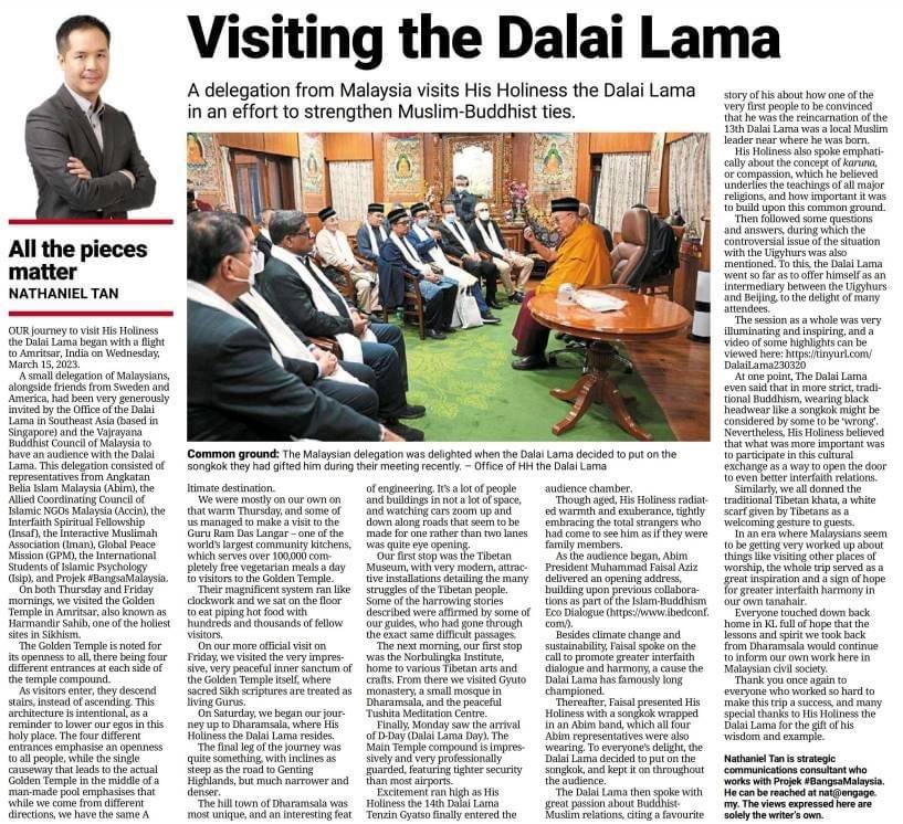 Visiting The Dalai Lama. thestar.com.my/opinion/column…
