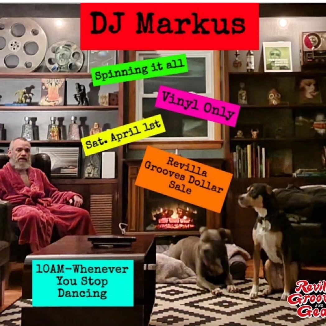 DJMarkus72's tweet photo. One week away... #AprilFoolsDay #RevillaGrooves #DollarSale 
I'll be spinning tunes 10am-6pm in between live sets from The Joint!
Mark your calendars!
#Vinyl #VinylDJ #VinylSnob  #ThePluralOfVinylIsVinyl 
@revillagrooves https://t.co/muSkCS5RDX