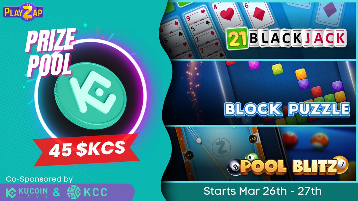 Get ready for another exciting event on PlayZap! 🎉

Participate now and stand a chance to win $KCS and $PZP just by playing your favorite games on the platform🤩

Prize Pool - $45 KCS🚀
Free to Participate