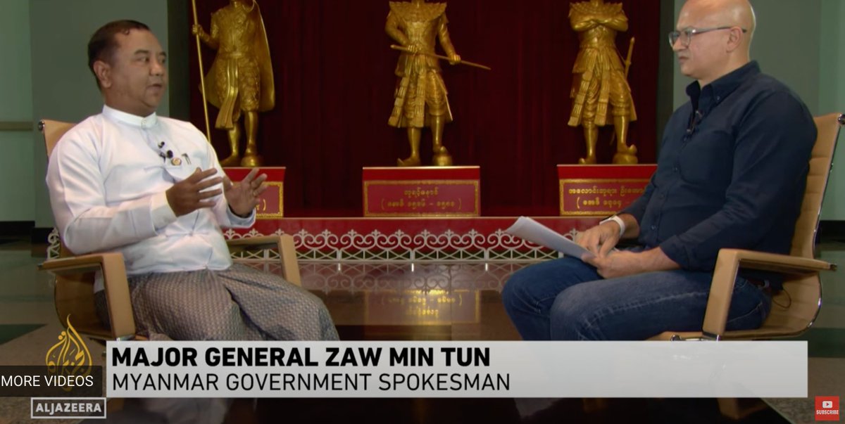 angshuman_ch's tweet photo. Come on, @AJEnglish.

"Myanmar government spokesman"?? 

What "government"? Zaw Min Tun is the spokesman for Min Aung Hlaing's military that illegally occupied Nay Pyi Taw in Feb 2021 &amp; is NOT governing (or in control of) all of #Myanmar.

These labels matter. Hope you fix this. https://t.co/ijBxa8KDu4