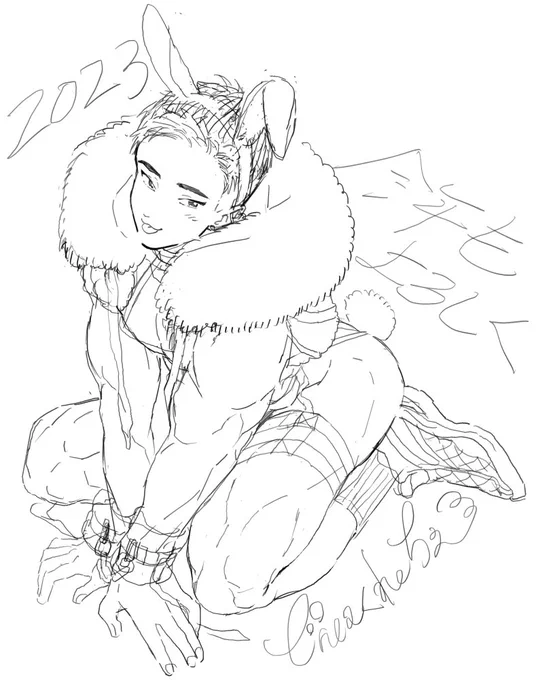 年賀状ラフまでは描いてたけど時空が歪みすぎて仕上げれないので供養しますね 今年もすでにあと8ヵ月程度となりましたがよろしくお願いします 