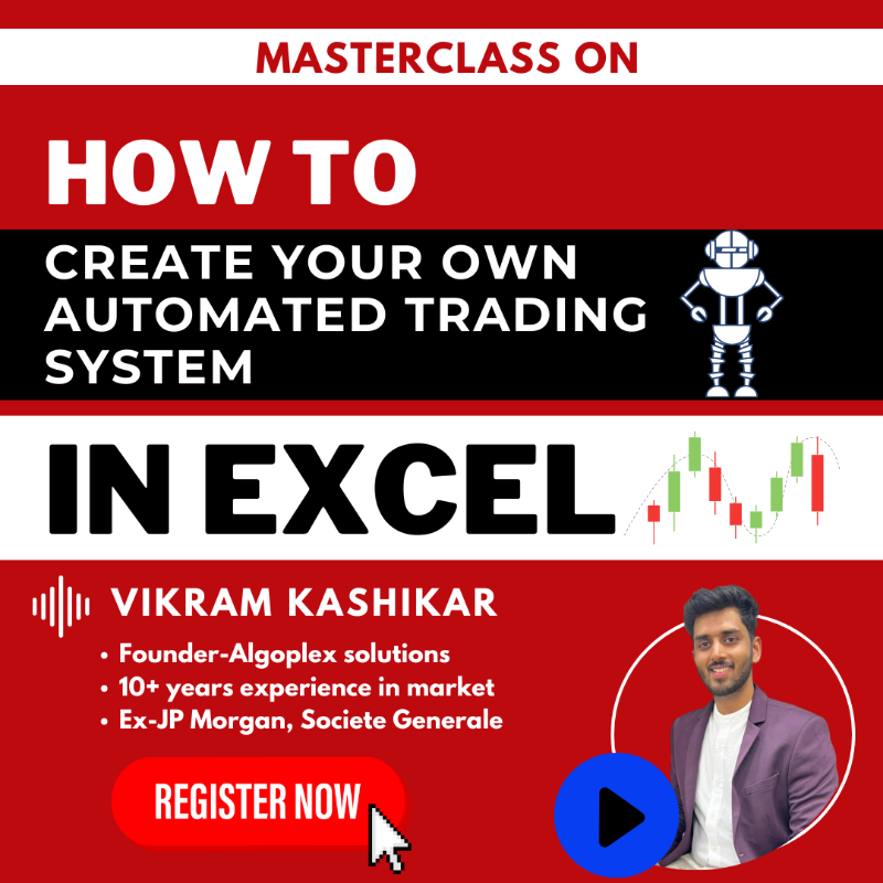 TW_TradeWise's tweet photo. Would you like to learn how you can use Excel to automate your trading?

Join the India's #1 Algo Trading Masterclass for Free.👌📈

Requirements-

1)Excel knowledge is a plus

2)Trading experience is not required, but beneficial.