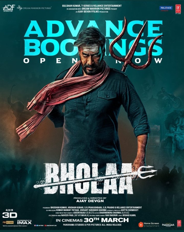 vasuSin80357277's tweet image. Bholaa advance booking has been started all over India.
Book your tickets now . All the best to all #Ajaydevan sir fan's for the movie may this movie will get success like #Drishyam2.
#Bholaa coming in cinemas on 30th March 👍.