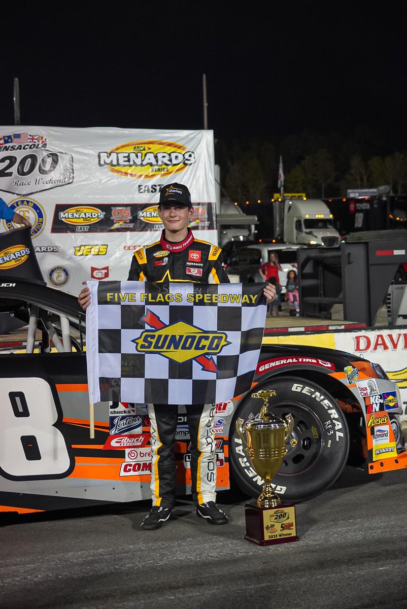 ST_Scene's tweet photo. William Sawalich of Joe Gibbs Racing led every lap of the ARCA East Pensacola 200 at Five Flags Speedway.

Luke Fenhaus and Jake Finch completed the podium. https://t.co/QYV6vA2crQ