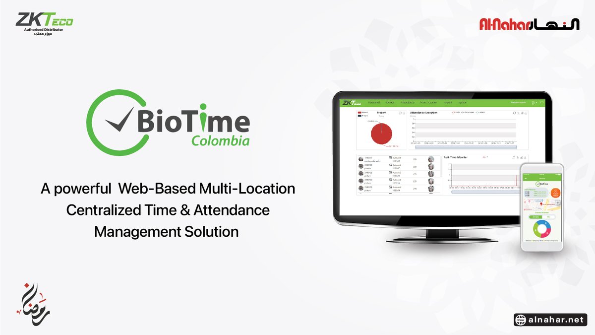alnaharco's tweet image. A powerful  Web-Based Multi-Location Centralized 
Time &amp;amp; Attendance Management Solution 

#zktecokuwait
#zkteco 
#touchlessbiometrics 
#facialrecognition 
#palmrecognition 
 #biometrics 
#alnahar 
#alnahar_international_co.
#kuwait
#solutions
