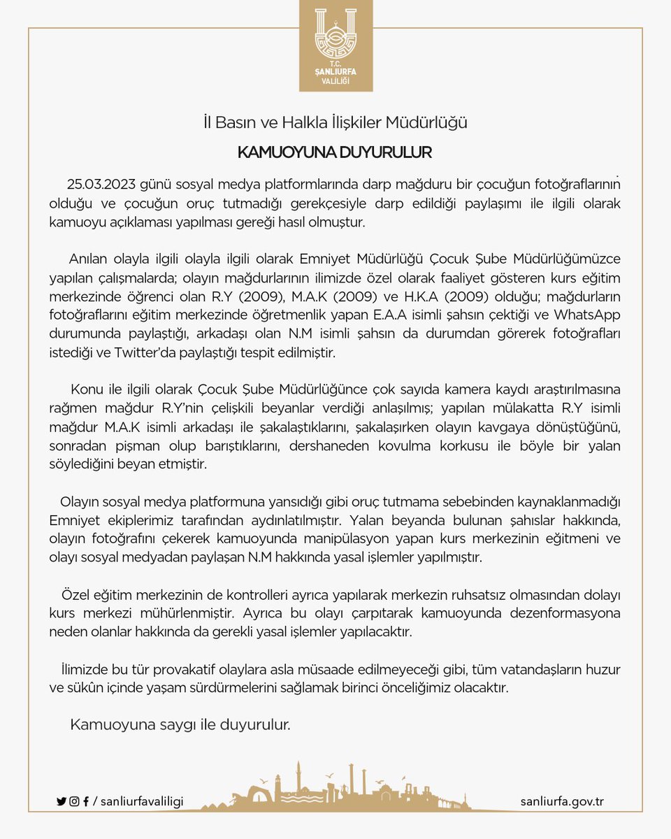 UrfaValiligi's tweet photo. 🔴Kamuoyuna duyurulur! https://t.co/gBnBaiWmn7