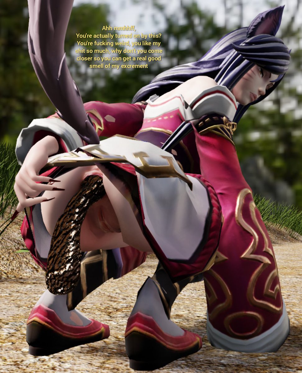 FetNiteNSFW's tweet photo. Ahri's not wearing panties so she can just lift her skirt to drop a turd, and she bends over to flaunt her ass while she's pooping 
#scatporn
#EFRO
#scatfeish https://t.co/ZXfr9HDecX