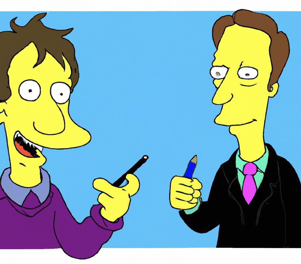 No Context The Rest Is Politics (@NoContextTRIP) on Twitter photo 2023-03-26 07:58:20 Please enjoy this AI-generated image of @RoryStewartUK and @campbellclaret as Simpsons characters @RestIsPolitics Please enjoy this AI-generated image of @RoryStewartUK and @campbellclaret as Simpsons characters @RestIsPolitics