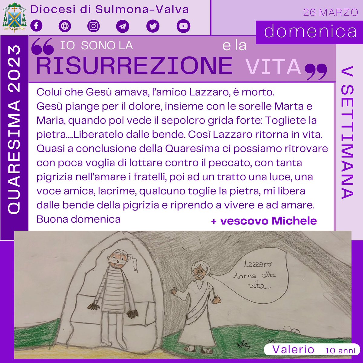 diocesisulmona's tweet photo. “Lazzaro, vieni fuori!” #vangelo del #giorno #domenica #26Marzo https://t.co/nUZP1gwwy5