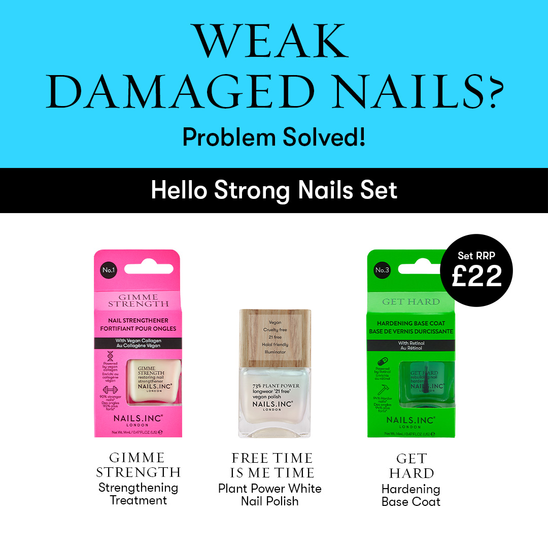 nailsinc's tweet photo. Bye bye to weak, damaged nails! The answer is our Hello Strong Nails set! 💅✨
Exclusively available to shop at https://t.co/Lk7pBfDr9J 💅✨
#NailTreatment #NailCare #StrongNails #WeakNails #DamagedNails https://t.co/YCvb59iPRn