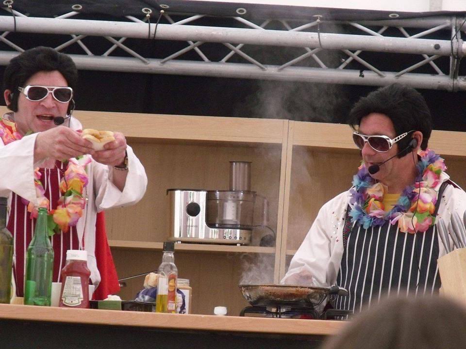The King Elvises will be cooking up a storm at Medway Food &amp; Drink Festival on Saturday 1st and Sunday 2nd April. 4pm both days!! #elvis #comedyshow #comedycooking #zoomevents #medwayfoodanddrinkfestival #TCB
