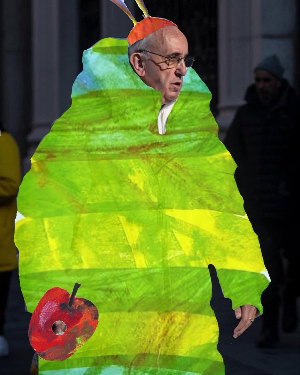 Is the Pope getting psyched for book week costume parade or will be emerge from the Easter long weekend as a beautiful butterfly?? 🐛🍎🍐🫐🍓