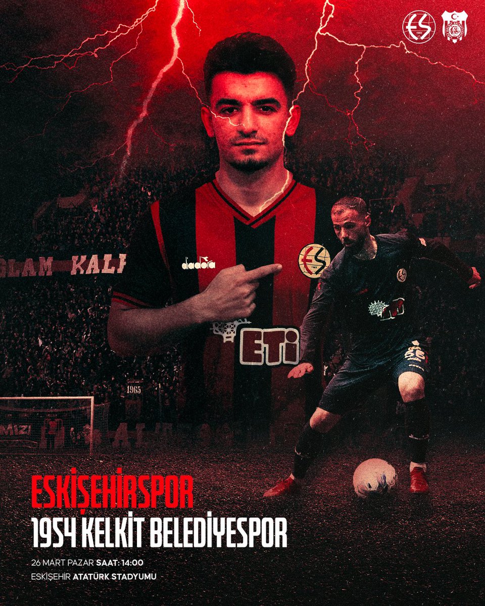 🖤 MAÇ GÜNÜ! ❤️
📢TFF 3. Lig 25. Hafta
🆚1954 Kelkit Belediyespor
🗓26 Mart 2023
⏰14.00
🏟️Eskişehir Atatürk Stadyumu
📲#ESKvsKLT | #KaranlıkAydınlığa