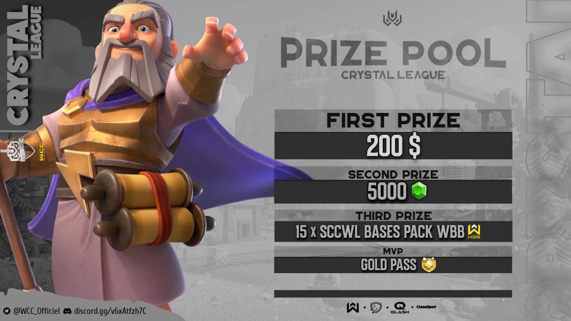 WCC_Officiel's tweet photo. Presentation today of our CRYSTAL LEAGUE.

League 10VS10 FULL TH15. 1 HIT.
30min/2H (Negotiable)
25 players max.

Champion: $ 200 
Runner up: 5K gems
Third: 15x SCCWL bases pack @WBBofficiel
MVP: gold pass

Registration open until April 4 👊
https://t.co/4VefgpO8e2 https://t.co/h6SpUg40Ic