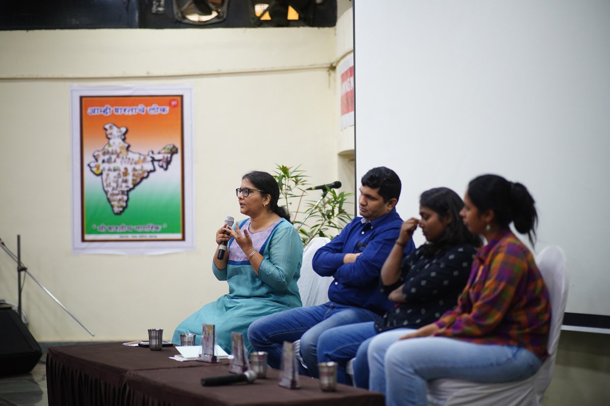 OfficialYUVA's tweet photo. #ComplexCity Making Mumbai off to a great start! 

Be critical, ask questions, engage for change! Rousing messages from @deepapawar6 @DighavkarKiran @roshnugg, Dulari set the tone for the day. 

Looking forward to taking ahead discussions on identity, governance climate justice https://t.co/KwpZFzk23o