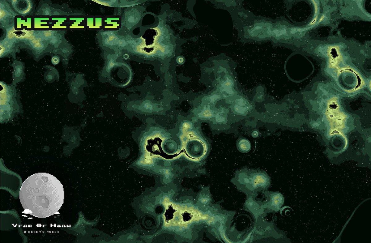 YearOfMoon's tweet photo. Early background sneekpeaks of "Nezzus" and "Ergasia", two galaxies that will be featured in Year Of Moon: A Degen's Quest.

  "Nezzus", a galaxy that radiates harmful ionized gas, and "Ergasia", a frost-bound galaxy below artic temperatures. 

#YearOfMoon #RetroGaming https://t.co/j7VMPCKNR0