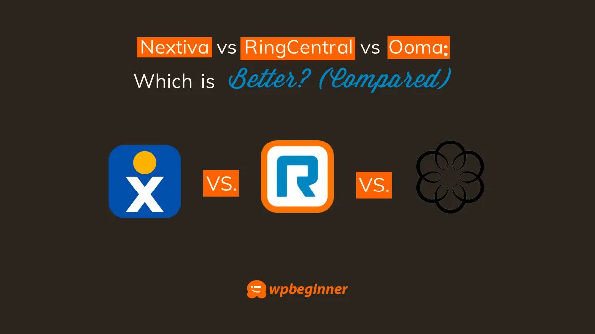wpbeginner's tweet photo. Many small businesses rely on phone services to communicate with customers and #Nextiva, #RingCentral, and #Ooma are among the top business VOIP providers on the market!
We compared the 3 services to help you decide which one is the best #VoIP provider ➡️ https://t.co/yziAdQWCHC https://t.co/ssEw2yUypA