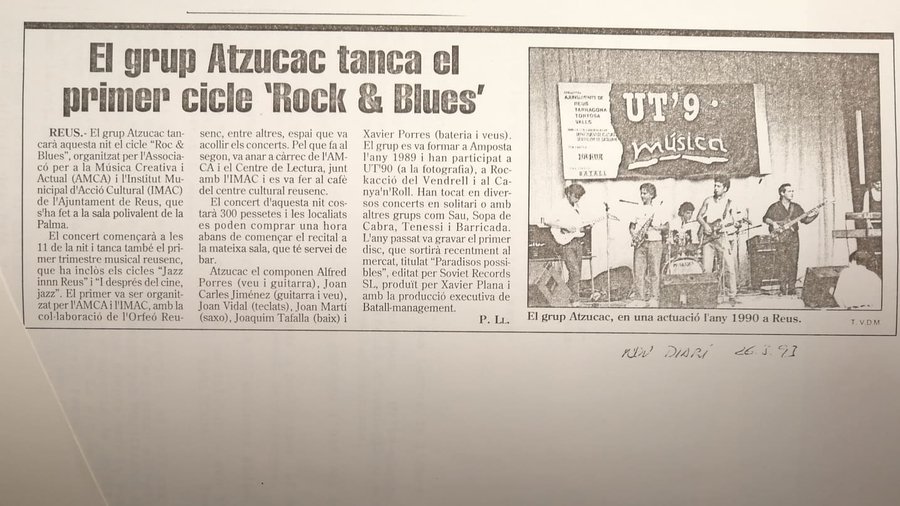 El <a href="/cracksona9/">Jordi Sugranyes</a>, autor del llibre dels <a href="/30anys/">Joventut i més enllà</a>, recorda que #taldiacomavui de 1993, fa 30 anys, va anar a cobrir pel <a href="/catenformula/">Catalunya en Fórmula</a> un concert dels Atzucac de l'Alfred Porres <a href="/rampairemusic/">Rampaire</a> d' #Amposta a la sala polivalent de La Palma de #Reus