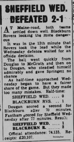 #OnThisDay in 1960 years ago Wednesday lost a FA Cup Semi Final 😥 to @onerovers 1-2 at Maine Road. Wednesday goal by John Fantham. #SWFC