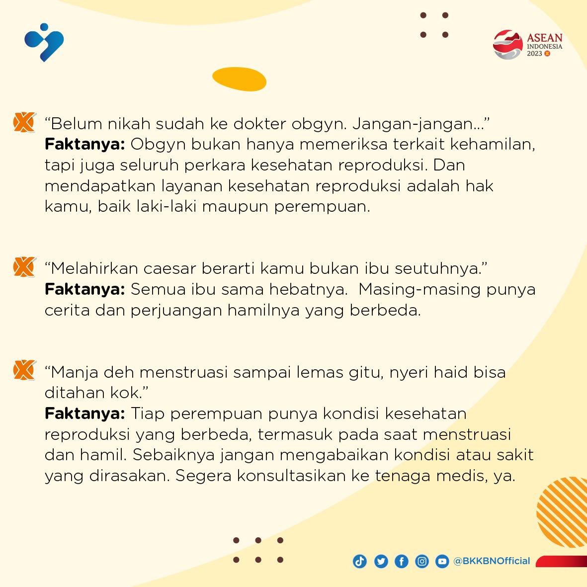 kemendukbangga's tweet photo. 3. Yuk, hindari anggapan-anggapan bias supaya perempuan bisa mendapatkan hak-nya untuk mendapat layanan kesehatan reproduksi dengan baik.

Inspirated by: @track.sdgs
.
.
#BKKBN
#KeluargaHebatTerencana
#BerencanaItuKeren
#KeluargaKerenCegahStunting
#SambutWeekend
#Kespro https://t.co/3SRPNeSnpm